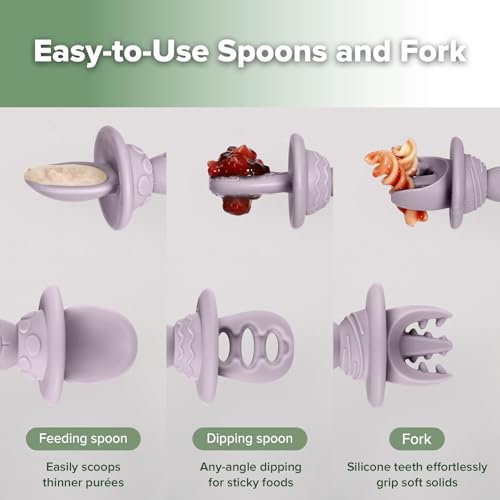 Silicone Baby Teether & Beginner Feeding Spoon Set