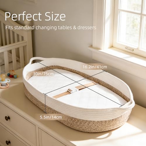 Cotton Rope Baby Changing Basket with Waterproof Changing Pad