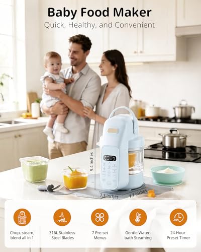 SosekiBaby Tutto Baby Food Maker(Blue) & Baby Food Storage Containers Set