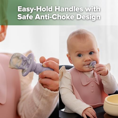Silicone Baby Teether & Beginner Feeding Spoon Set