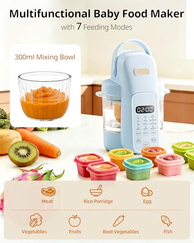 SosekiBaby Tutto Baby Food Maker(Blue) & Baby Food Storage Containers Set