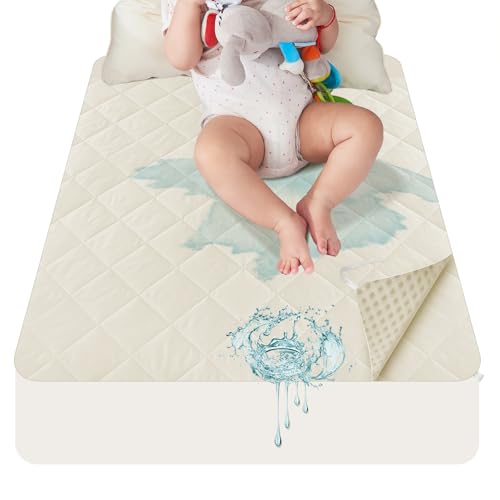 Organic Cotton Waterproof Crib Mattress Protector with Deep Pocket Fit