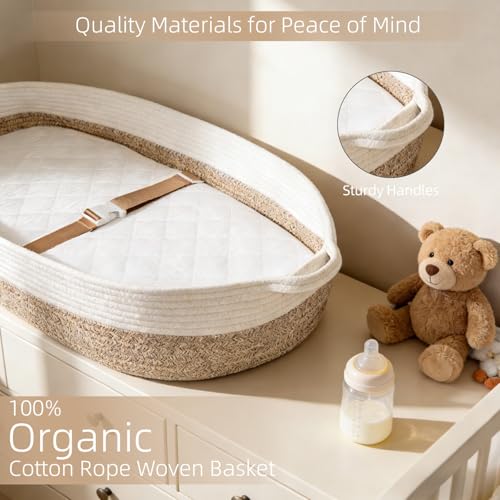 Cotton Rope Baby Changing Basket with Waterproof Changing Pad