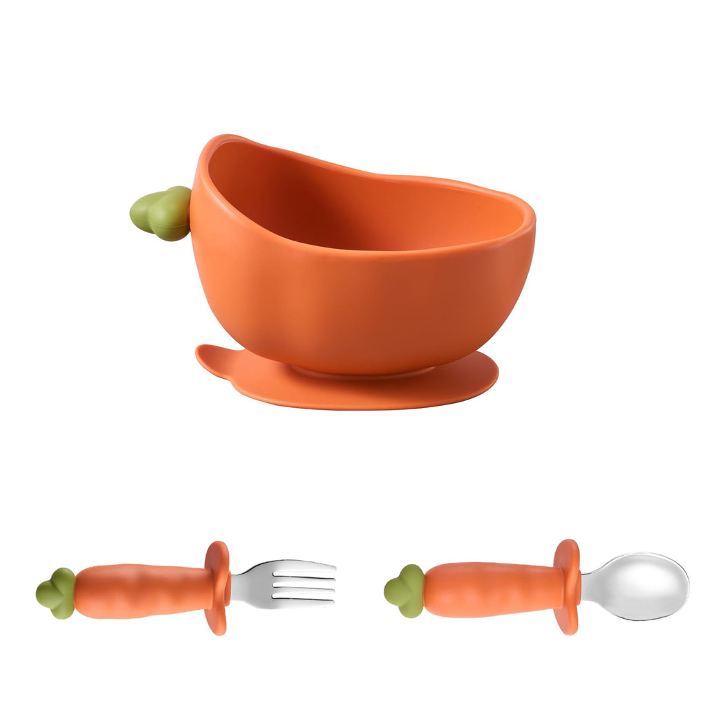 Silicone Baby Feeding Set with Suction Plate, Bowl, Bib & Straw Cup