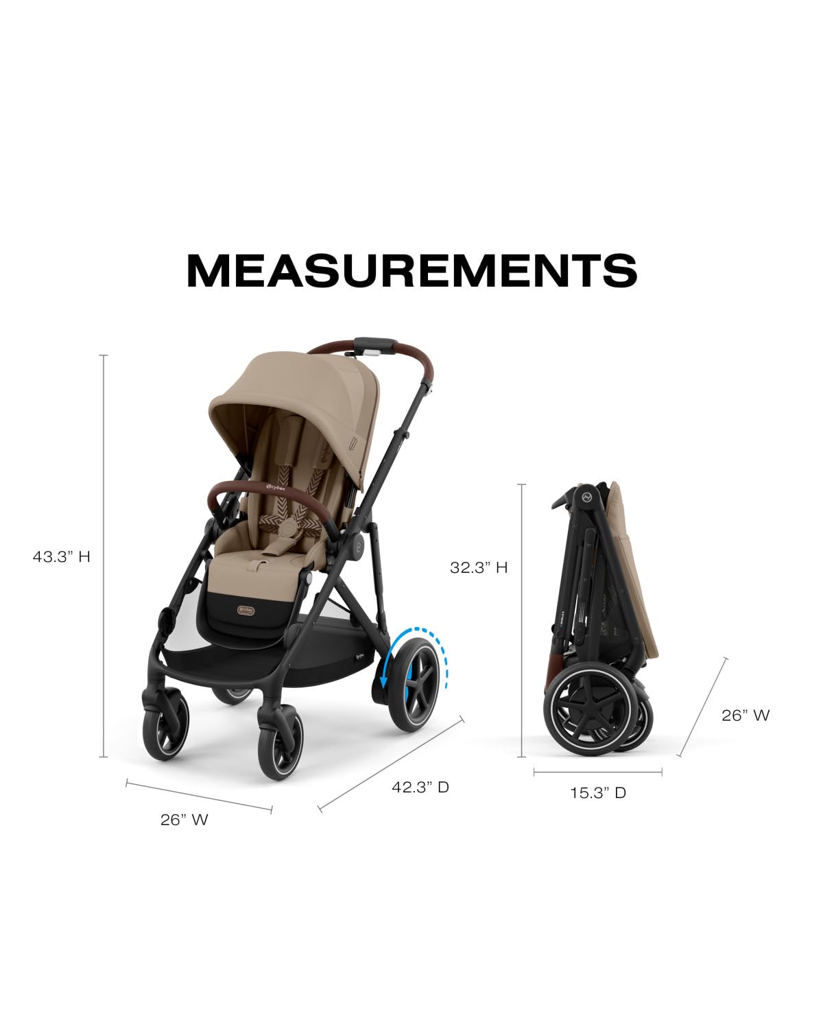 e-Gazelle S Stroller + Gazelle Cot Bundle - Black Frame/Almond Beige