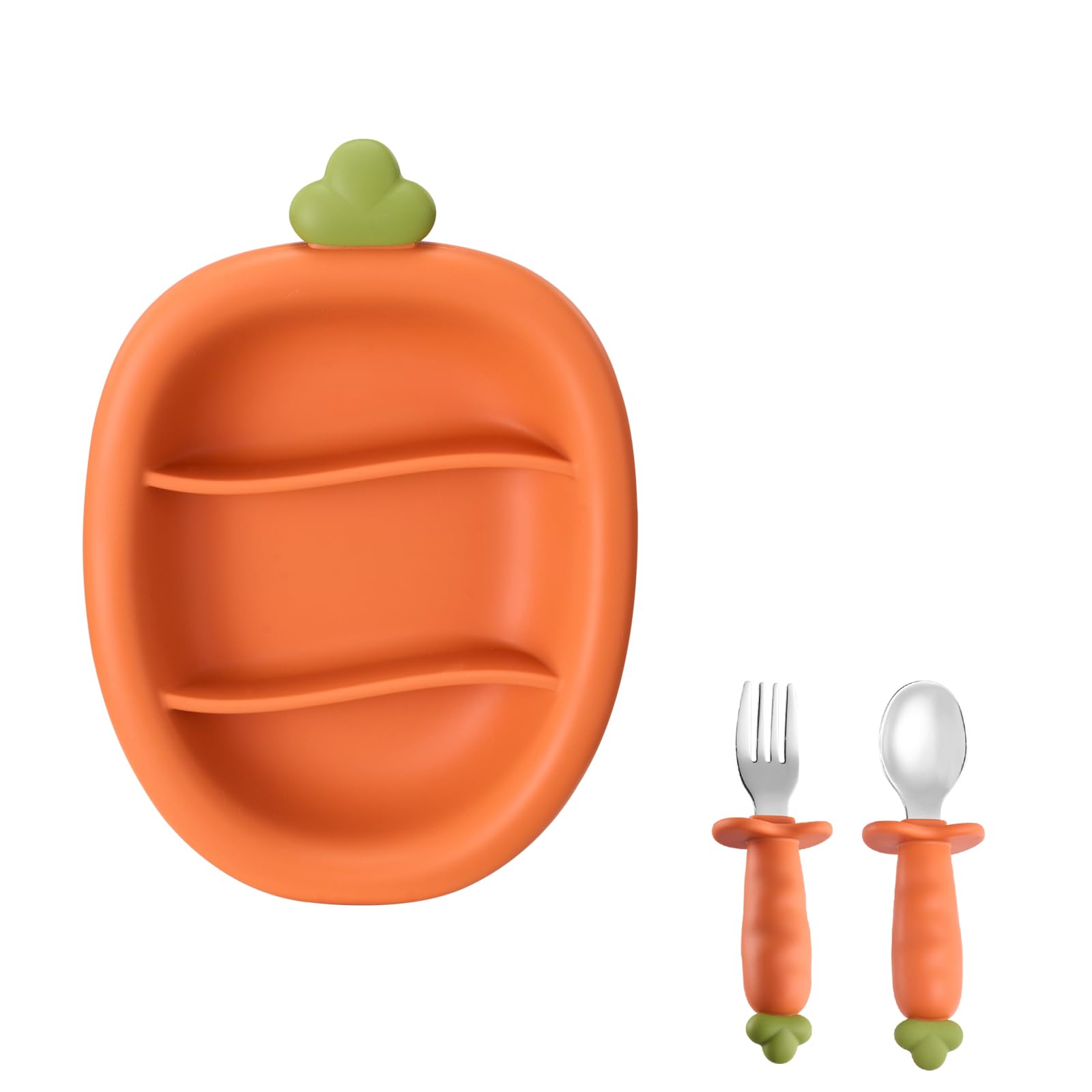 Silicone Baby Feeding Set with Suction Plate, Bowl, Bib & Straw Cup