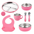 7-Piece Stainless Steel Toddler Feeding Set with Plate, Bowl, Cup, Utensils & Bib