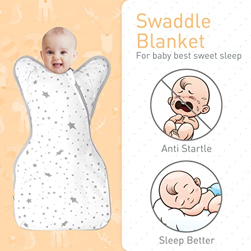 2-Pack Organic Cotton Arms-Up Swaddle Sleep Sacks with Security Blanket