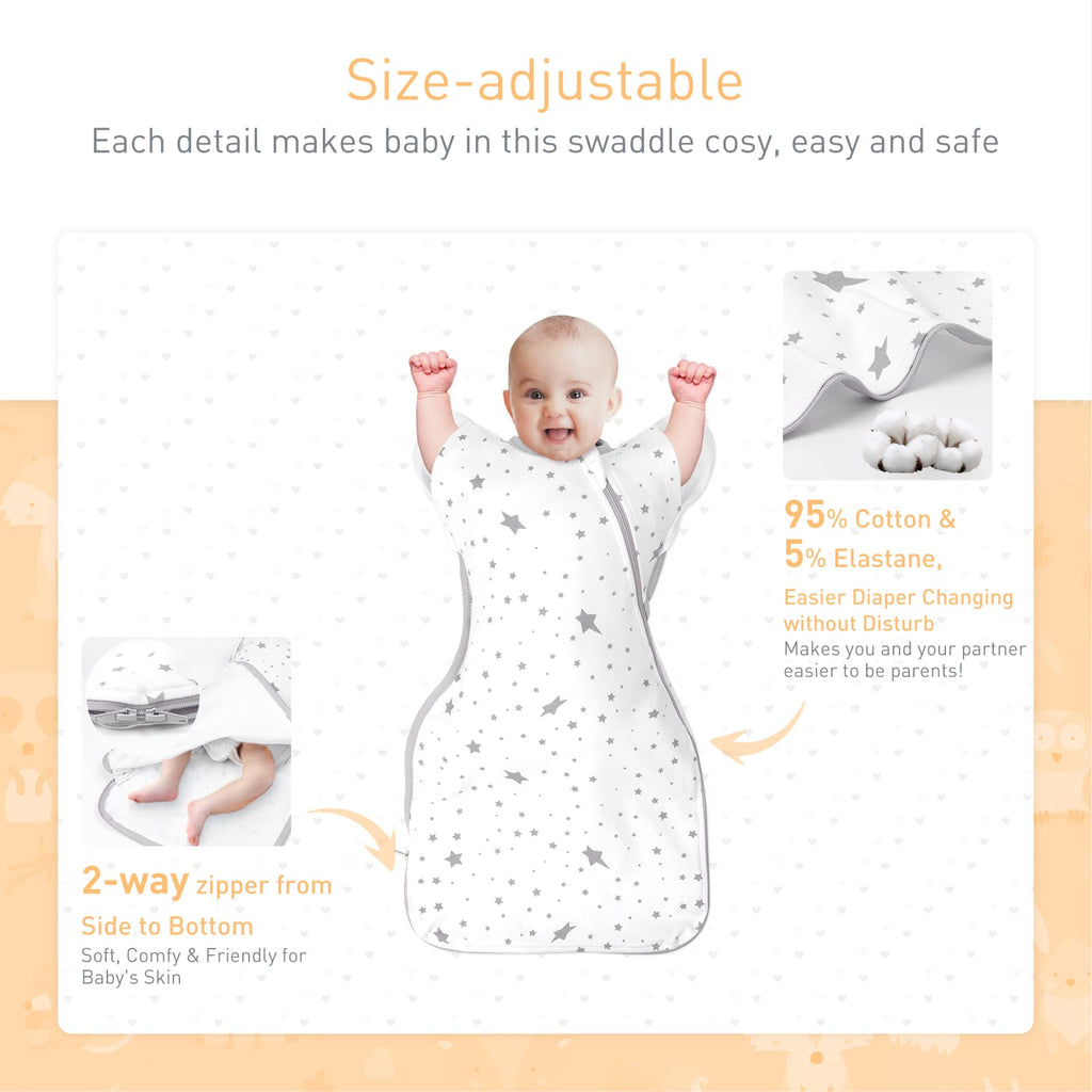 2-Pack Organic Cotton Arms-Up Swaddle Sleep Sacks with Security Blanket