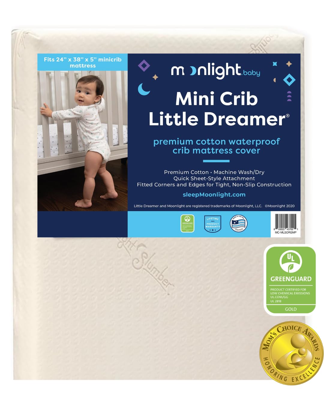 Waterproof Plush Cotton Crib Mattress Cover, Hypoallergenic