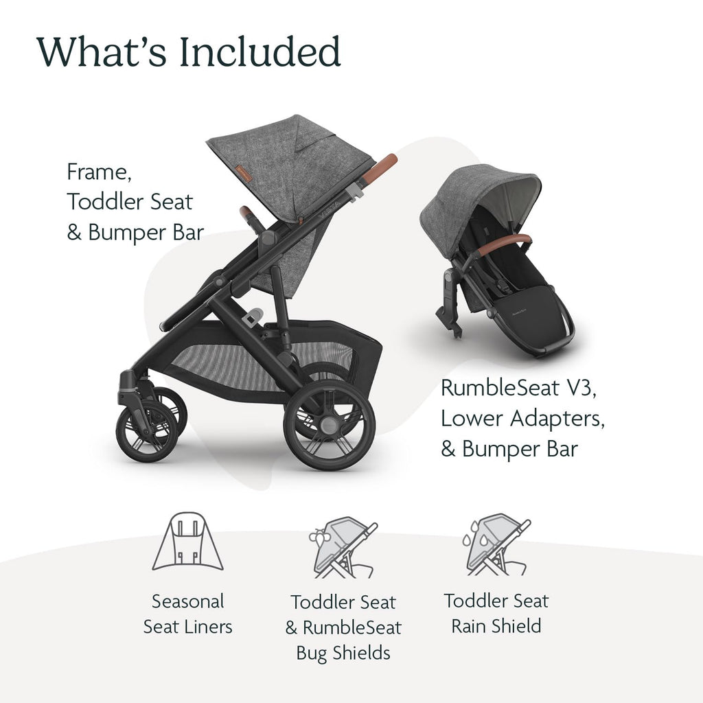 Convertible Single-to-Double Baby Stroller with Rumble Seat Bundle