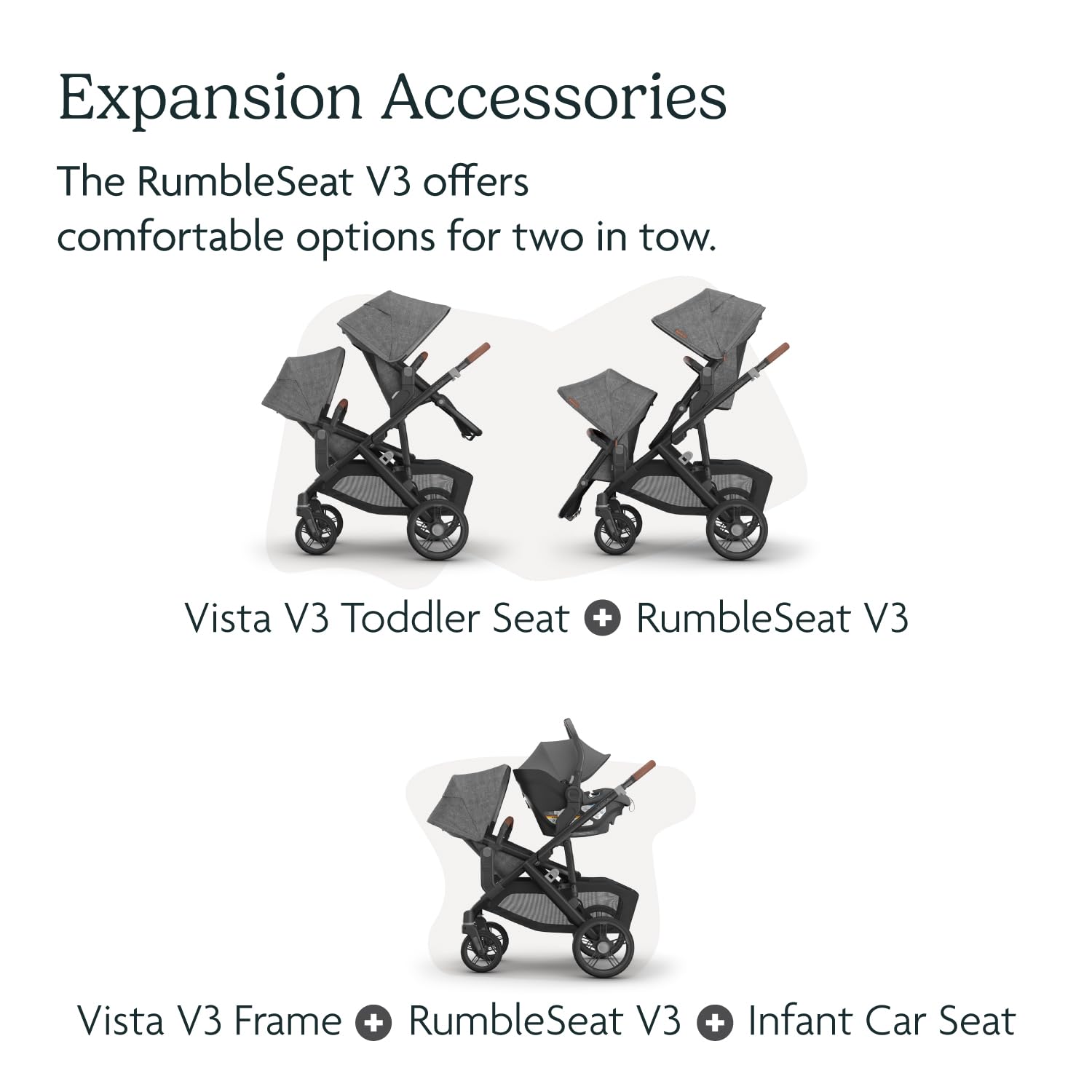 Convertible Single-to-Double Baby Stroller with Rumble Seat Bundle
