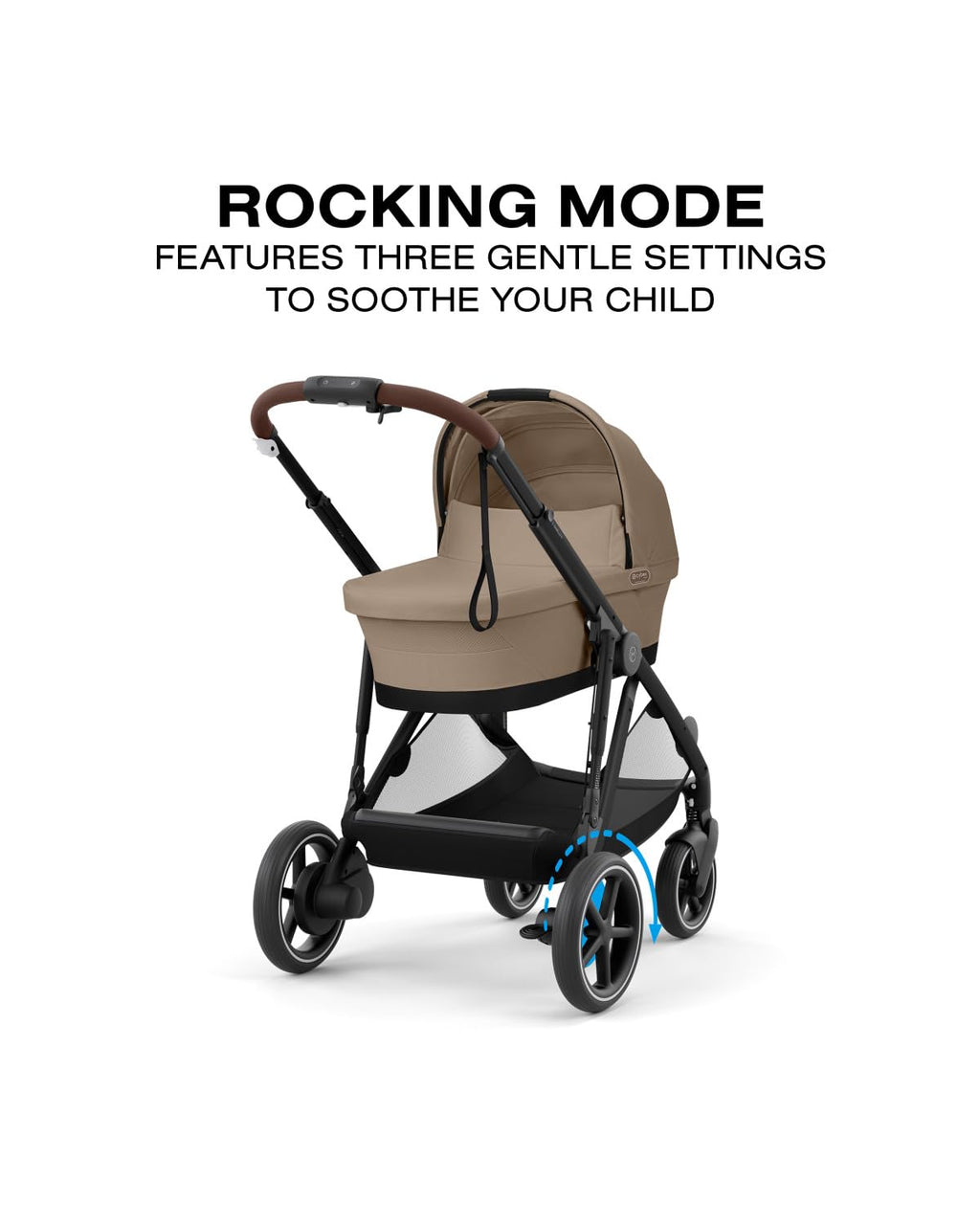 e-Gazelle S Stroller + Gazelle Cot Bundle - Black Frame/Almond Beige