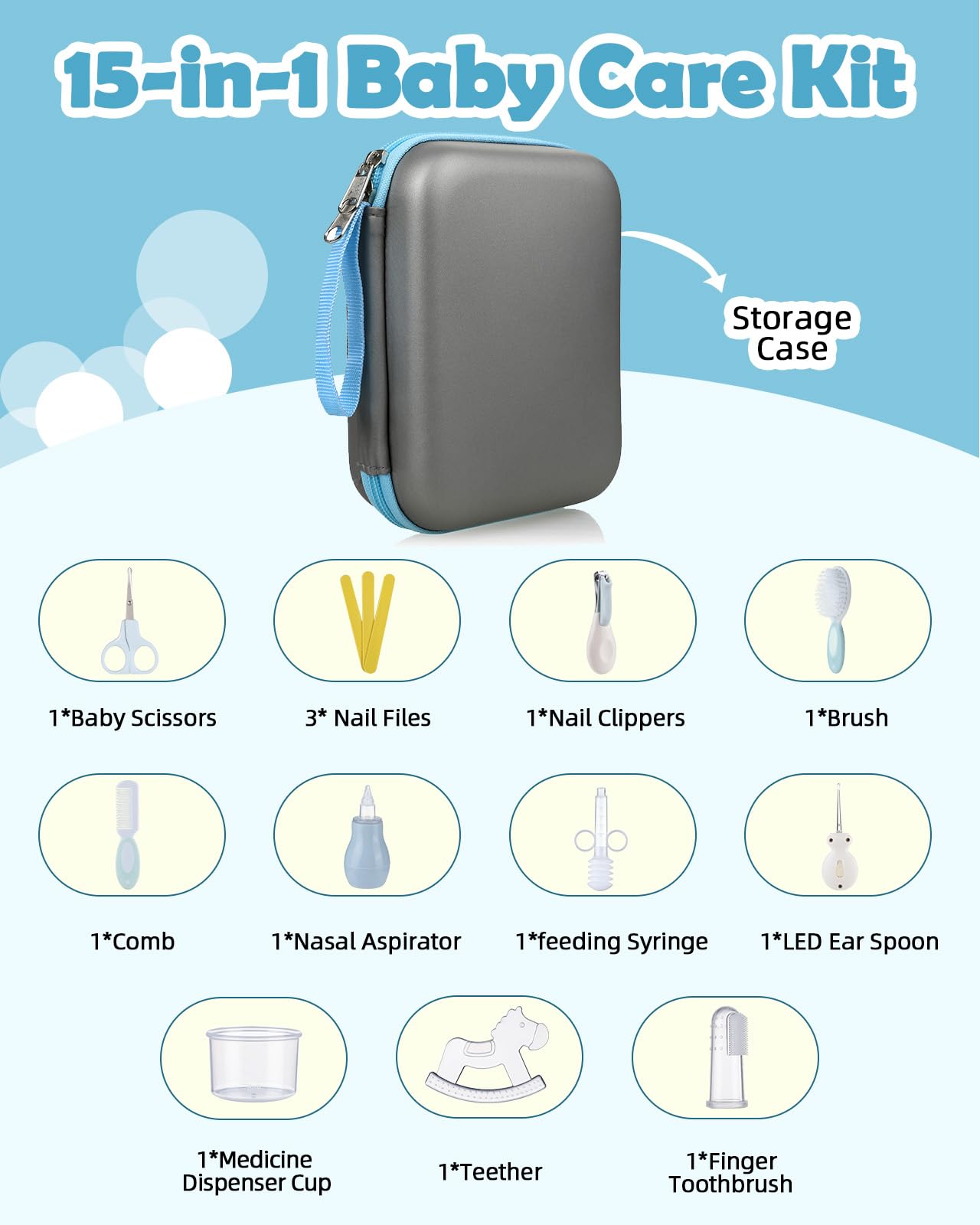 Baby Healthcare & Grooming Kit with Rechargeable Electric Nail Trimmer