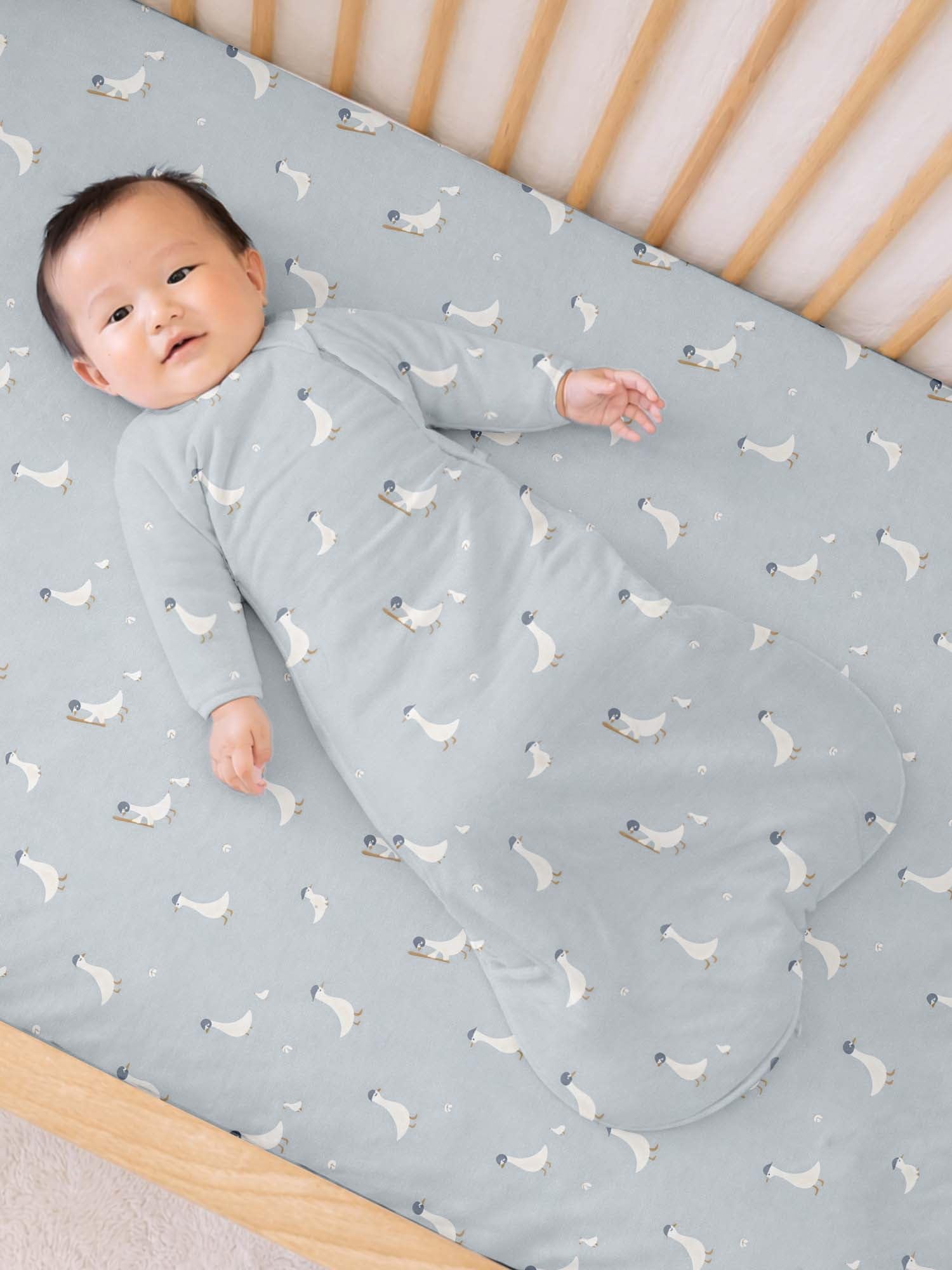 Long-Sleeve Transitional Baby Swaddle Sleep Bag with Easy Diaper Access