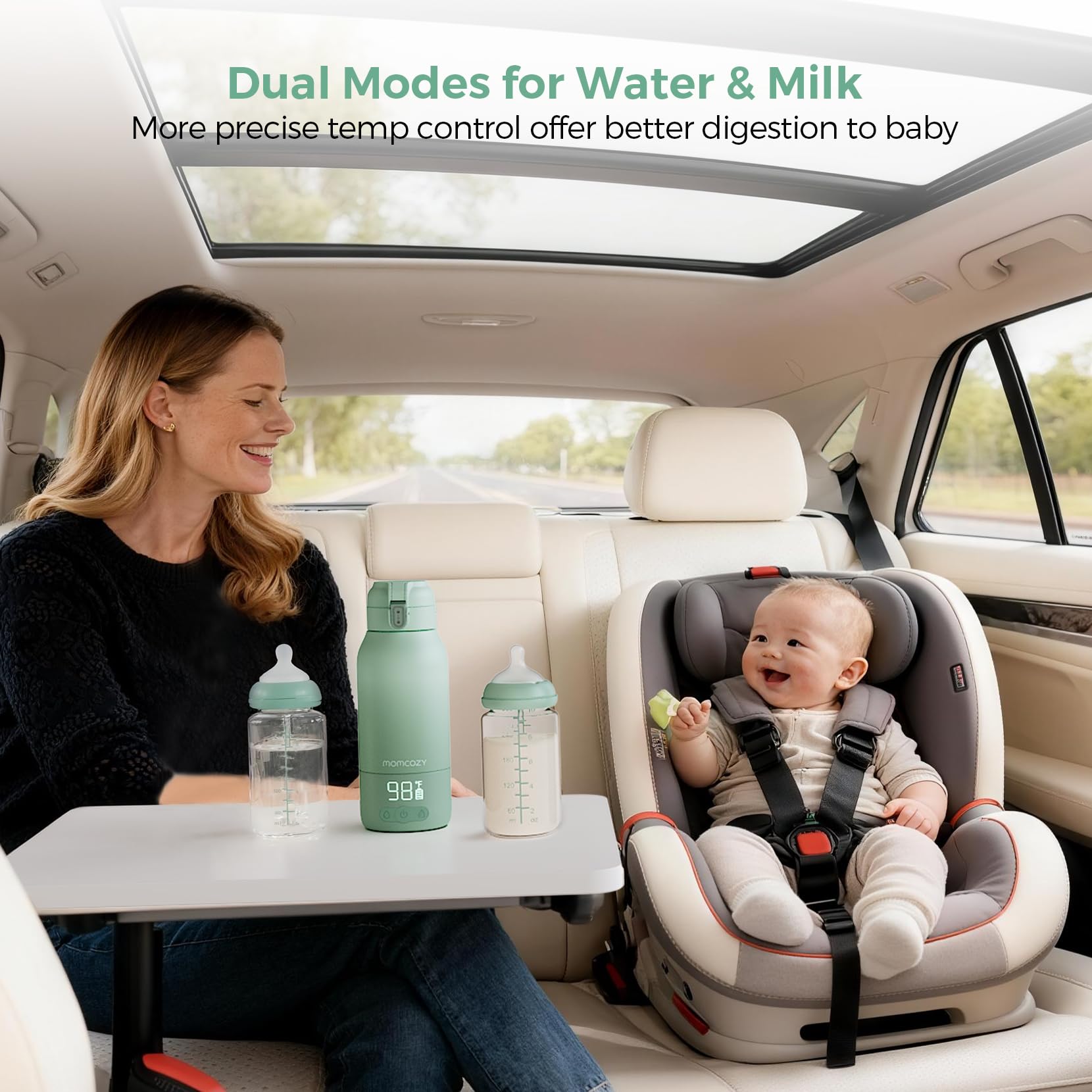 Portable Baby Bottle Warmer with Dual Heating Modes & Large Capacity