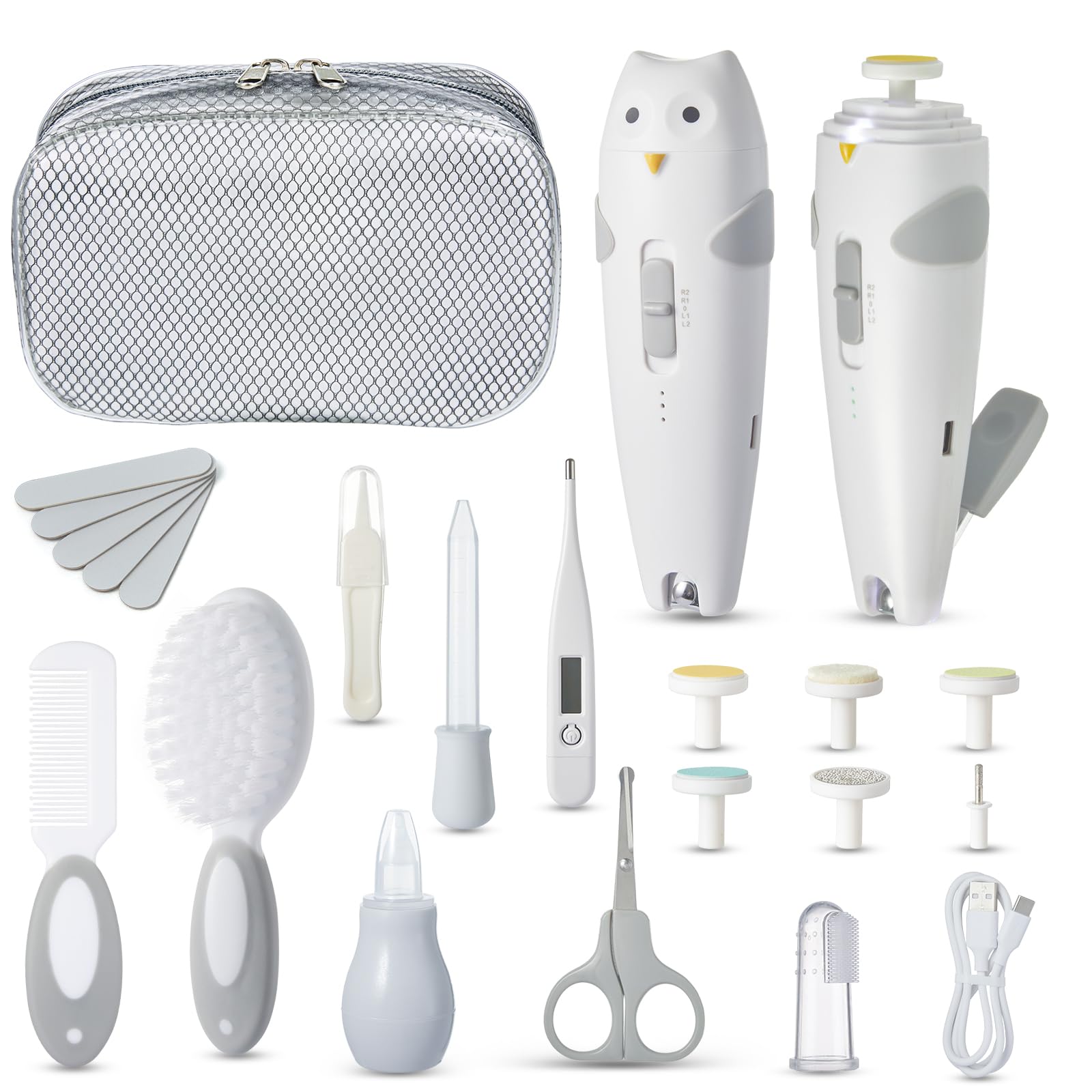 Baby Healthcare & Grooming Kit with Rechargeable Electric Nail Trimmer