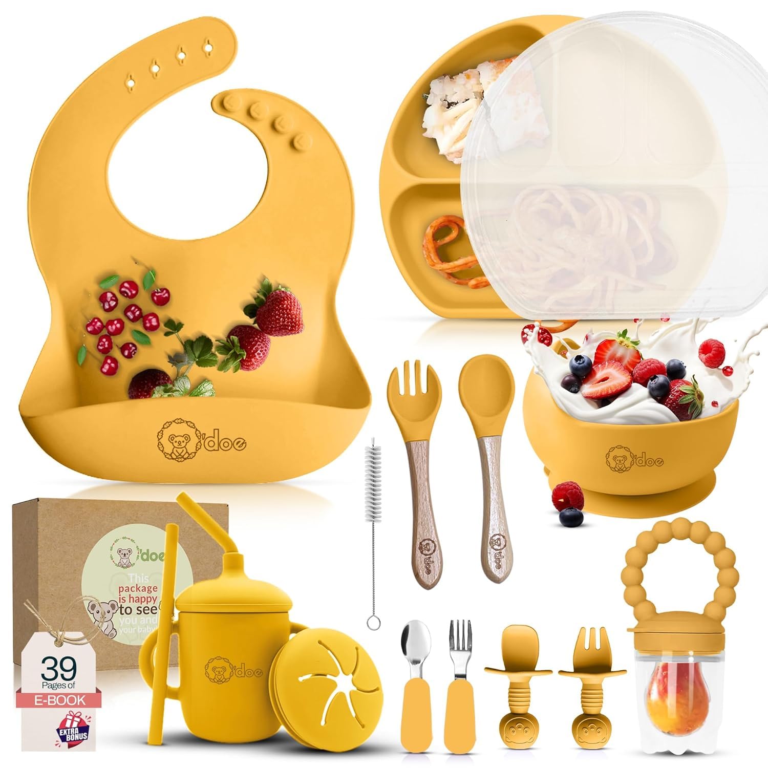 11-Piece BPA-Free Silicone Baby Feeding Set with Suction Plate & Bowl