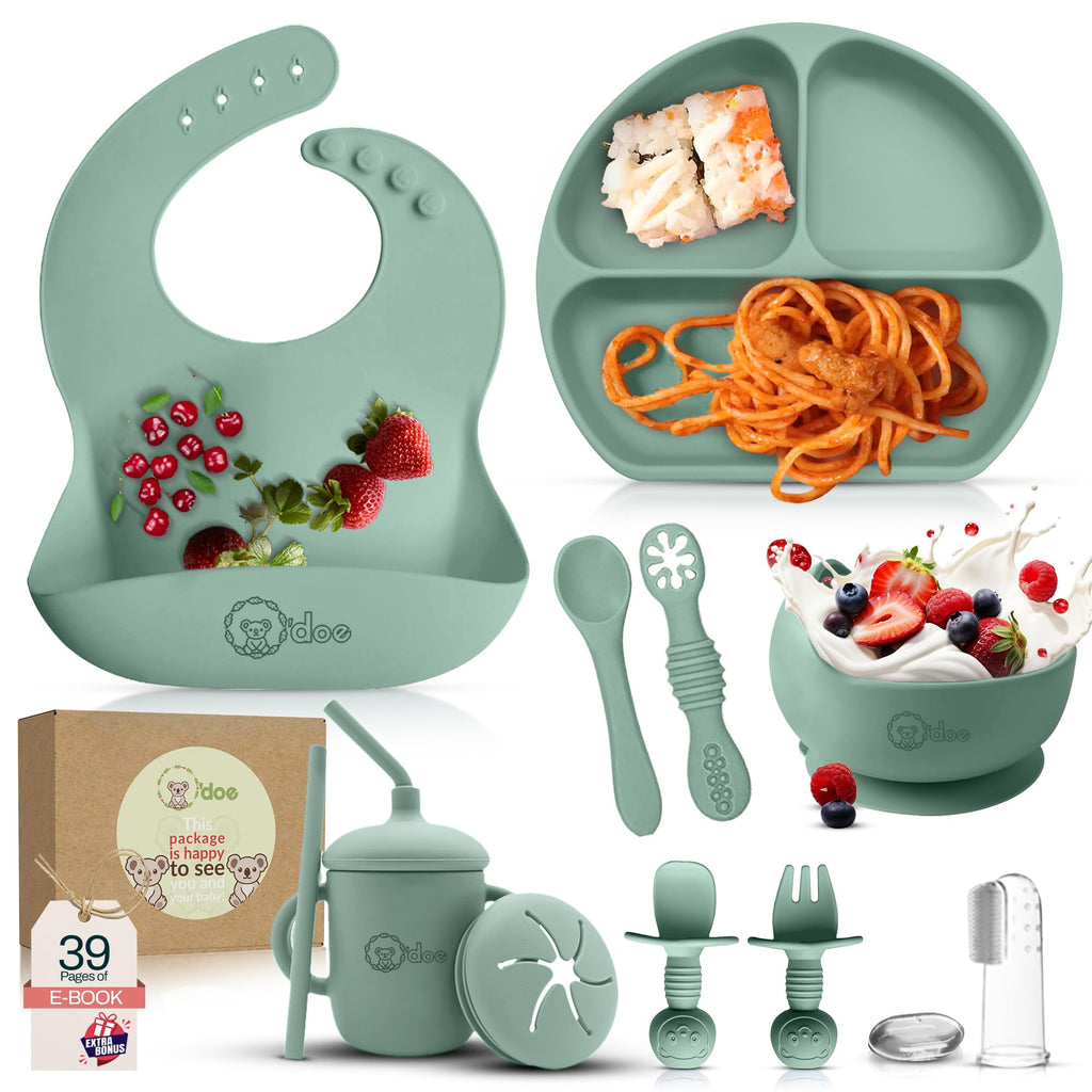 11-Piece BPA-Free Silicone Baby Feeding Set with Suction Plate & Bowl