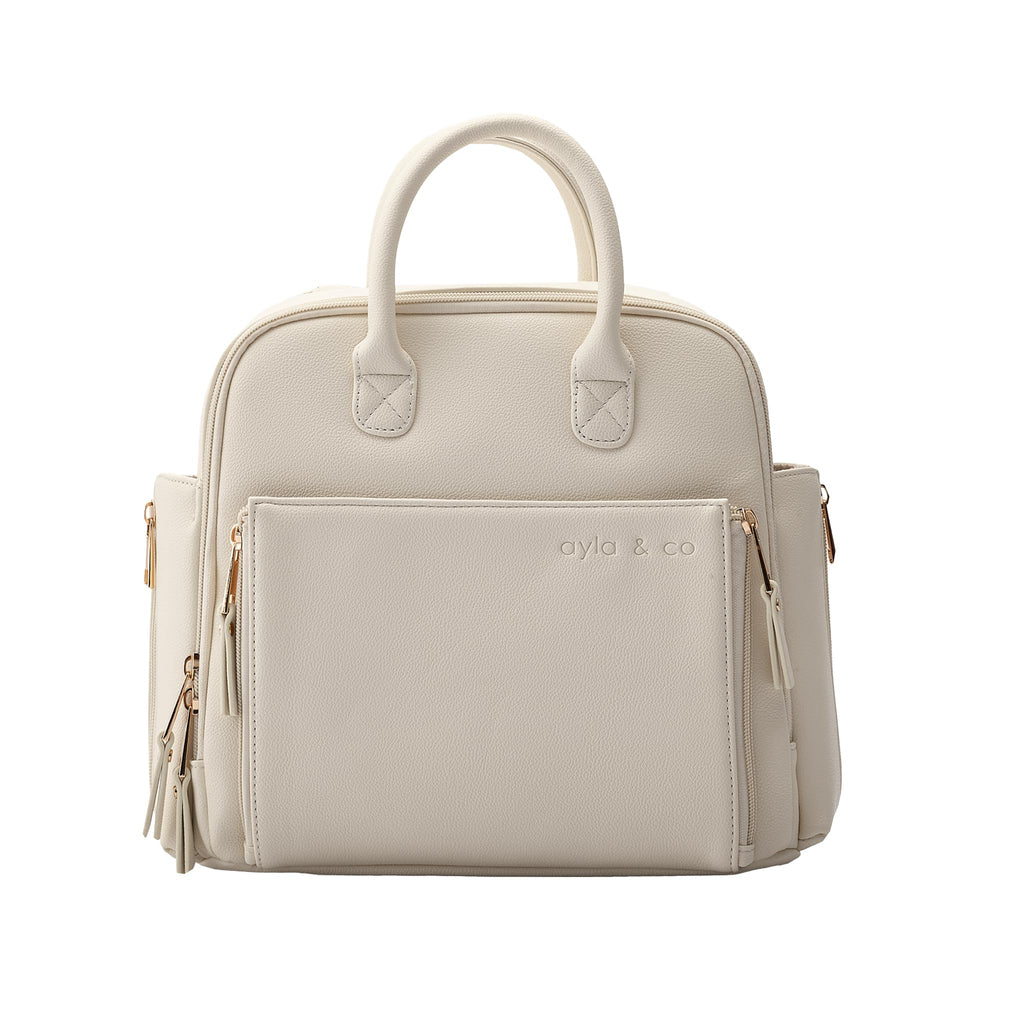 Mini Vegan Leather Diaper Bag with Expandable Pockets & Organizer