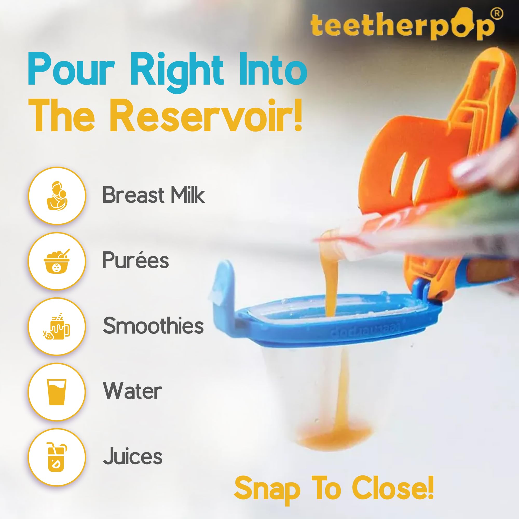 Fillable Silicone Baby Teether for Frozen Breast Milk & Purées