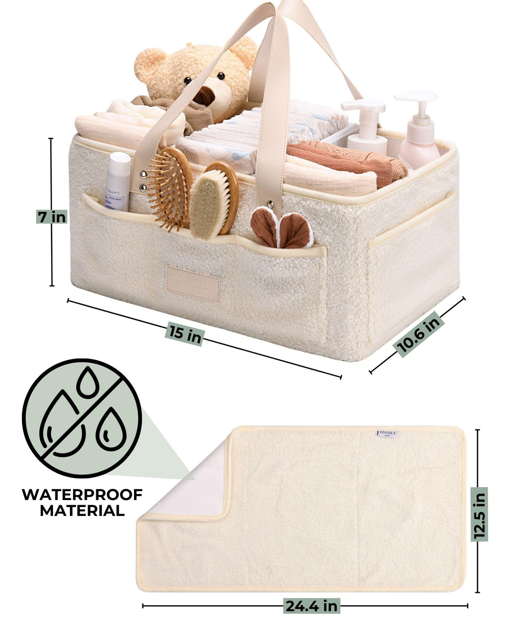 Baby Bath Kneeler & Diaper Caddy Bundle with Changing Pad