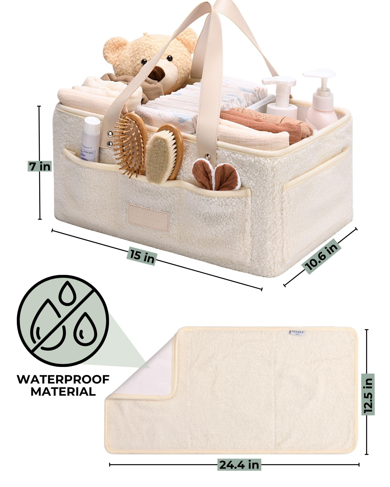 Baby Bath Kneeler & Diaper Caddy Bundle with Changing Pad
