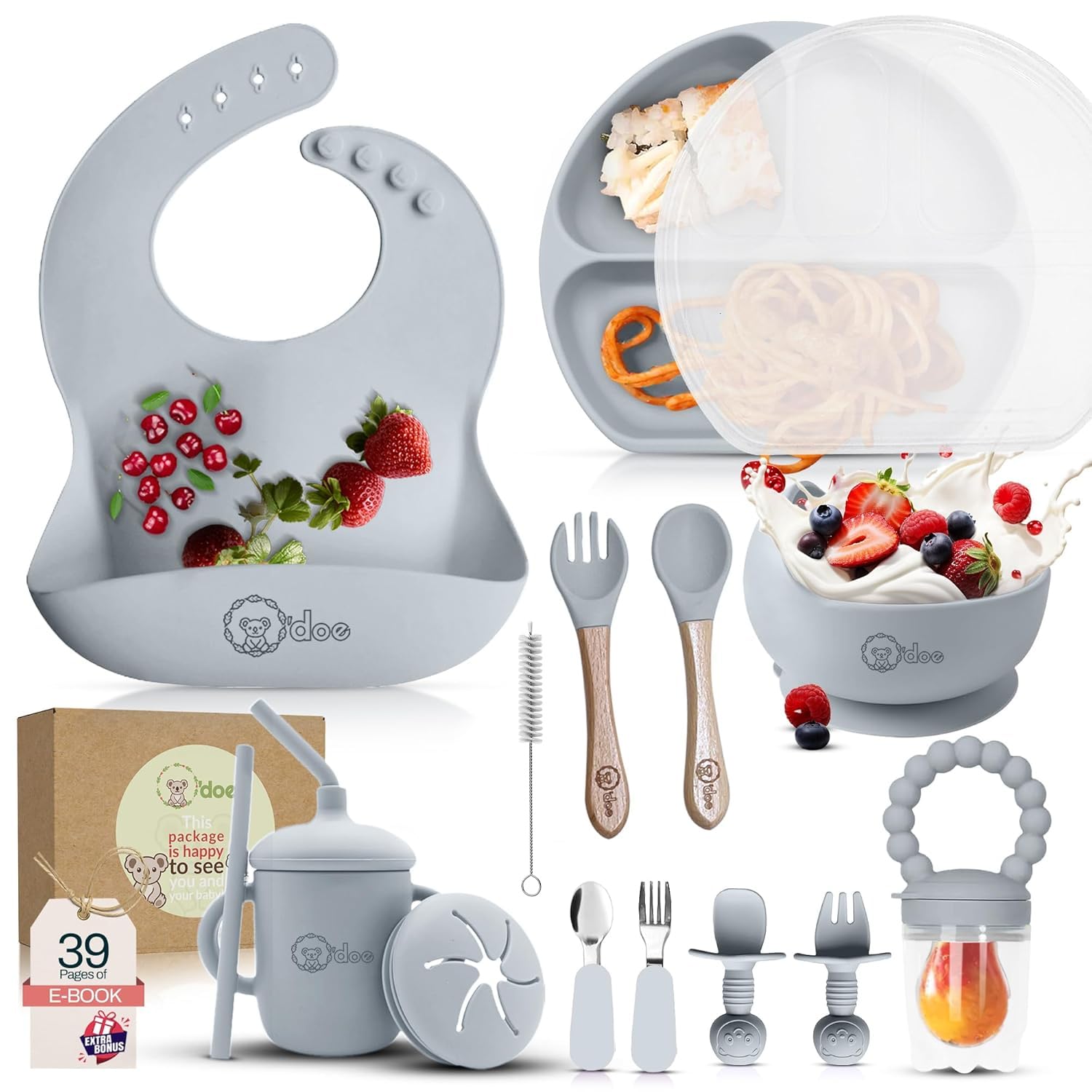 11-Piece BPA-Free Silicone Baby Feeding Set with Suction Plate & Bowl