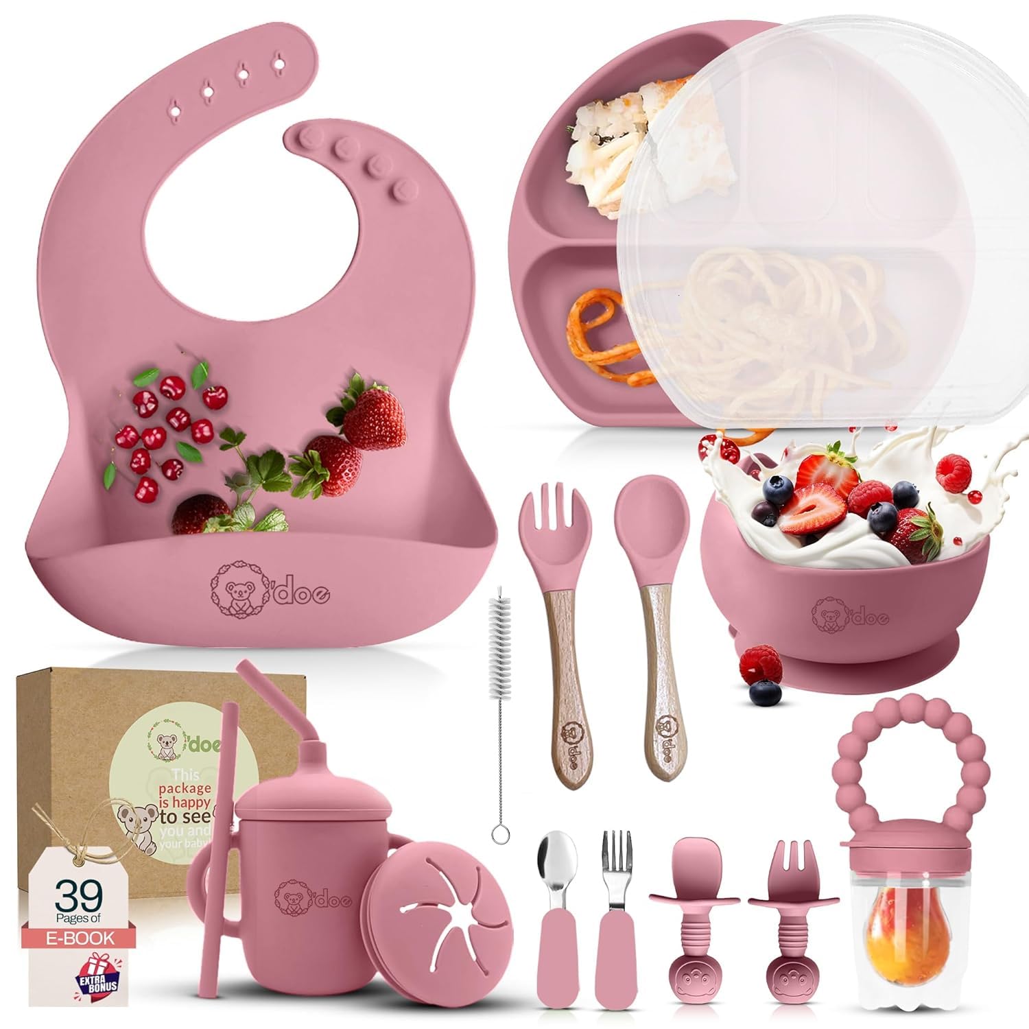 11-Piece BPA-Free Silicone Baby Feeding Set with Suction Plate & Bowl