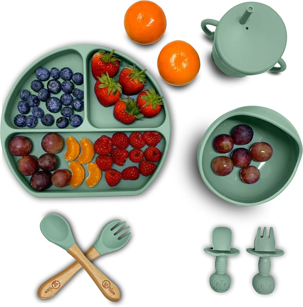 11-Piece BPA-Free Silicone Baby Feeding Set with Suction Plate & Bowl