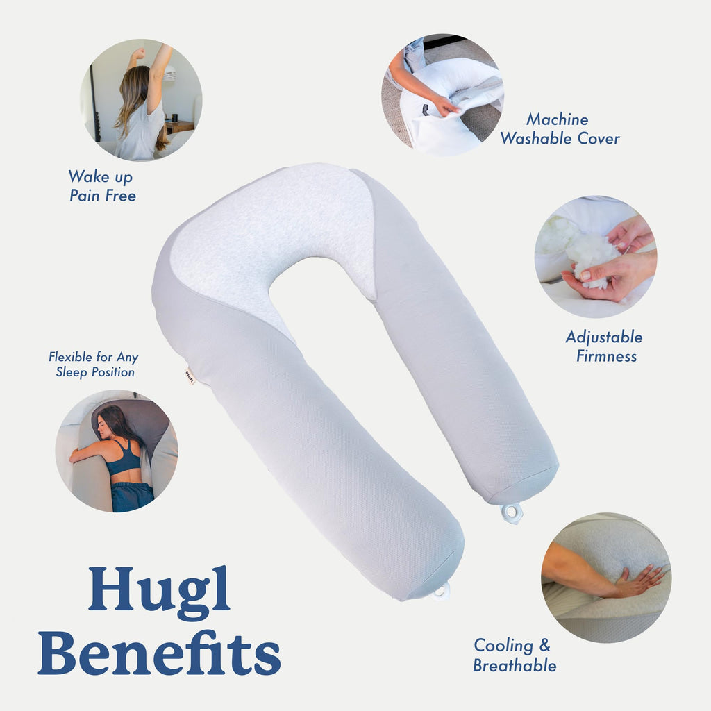 Cooling U-Shaped Maternity Body Pillow with Washable Cover