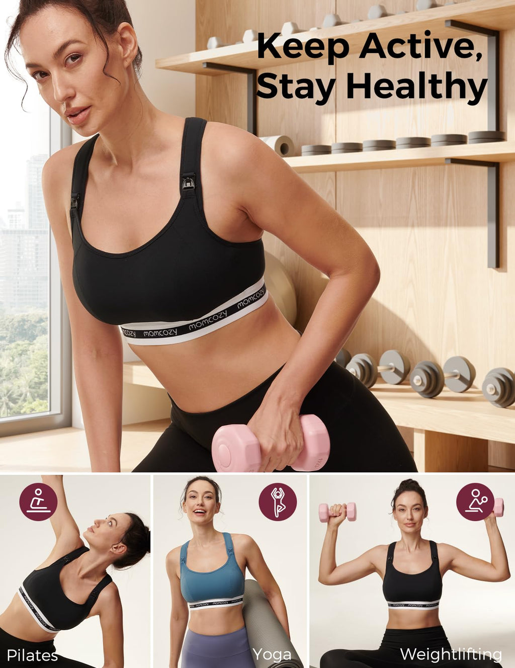 Wireless Padded Nursing Sports Bra for Breastfeeding & Maternity