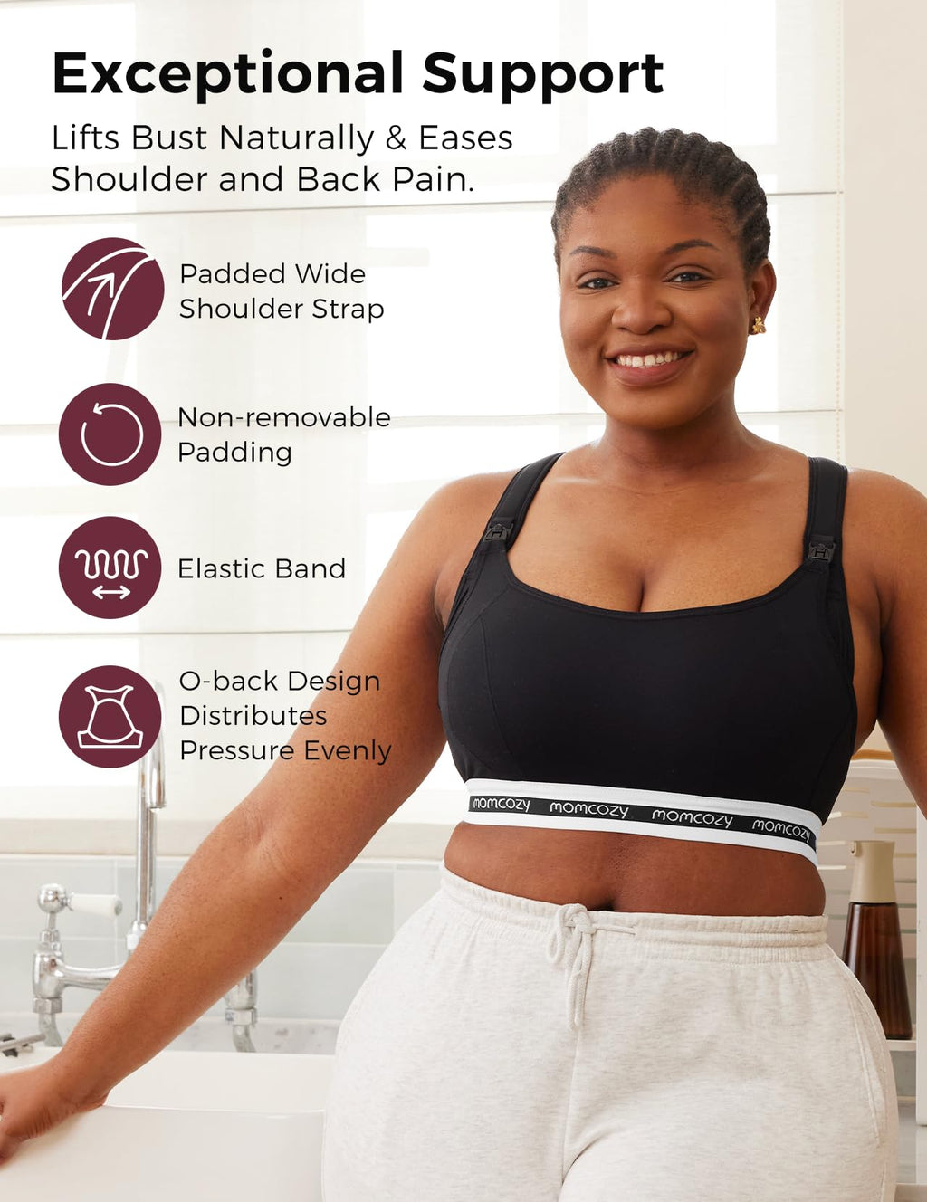 Wireless Padded Nursing Sports Bra for Breastfeeding & Maternity