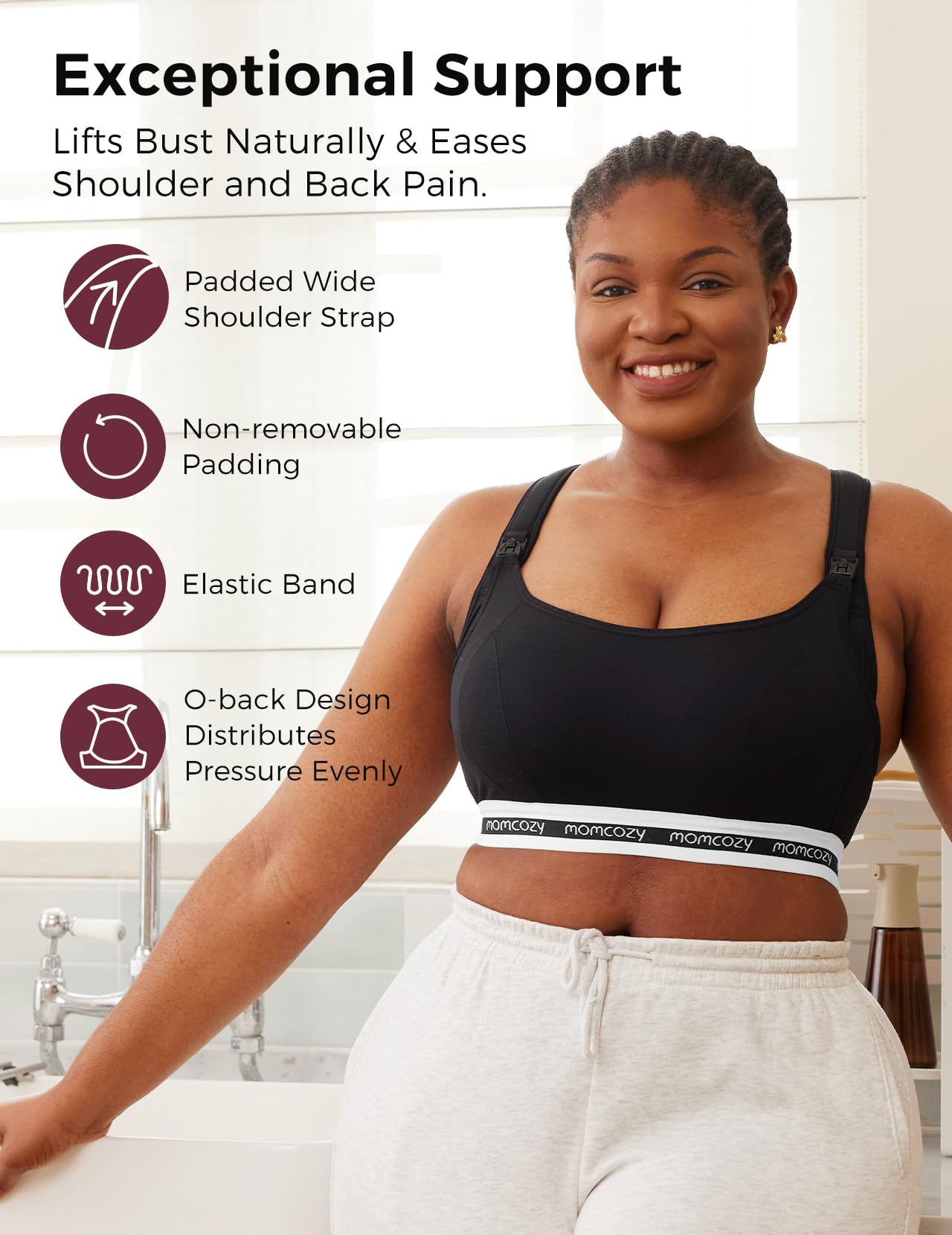 Wireless Padded Nursing Sports Bra for Breastfeeding & Maternity