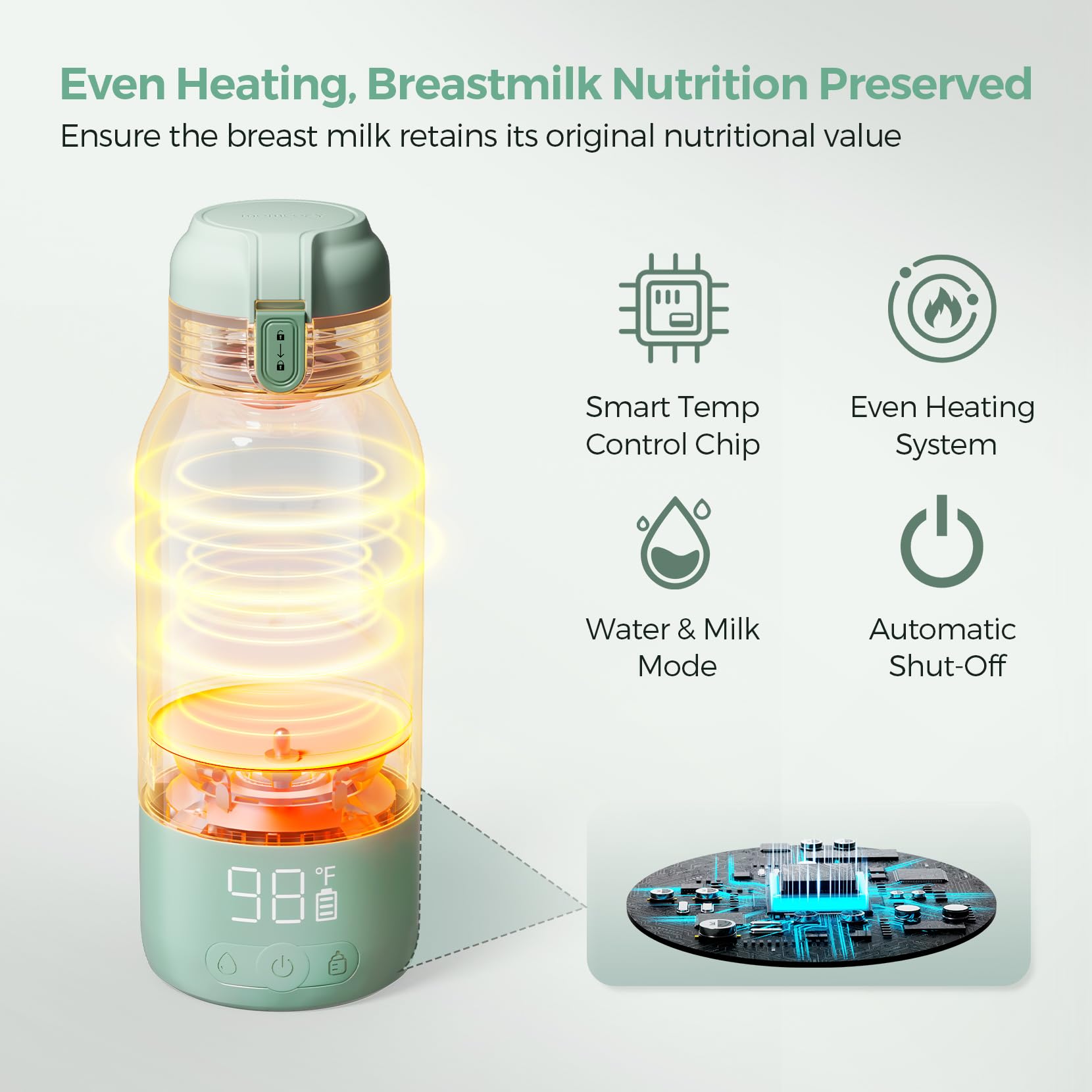 Portable Baby Bottle Warmer with Dual Heating Modes & Large Capacity