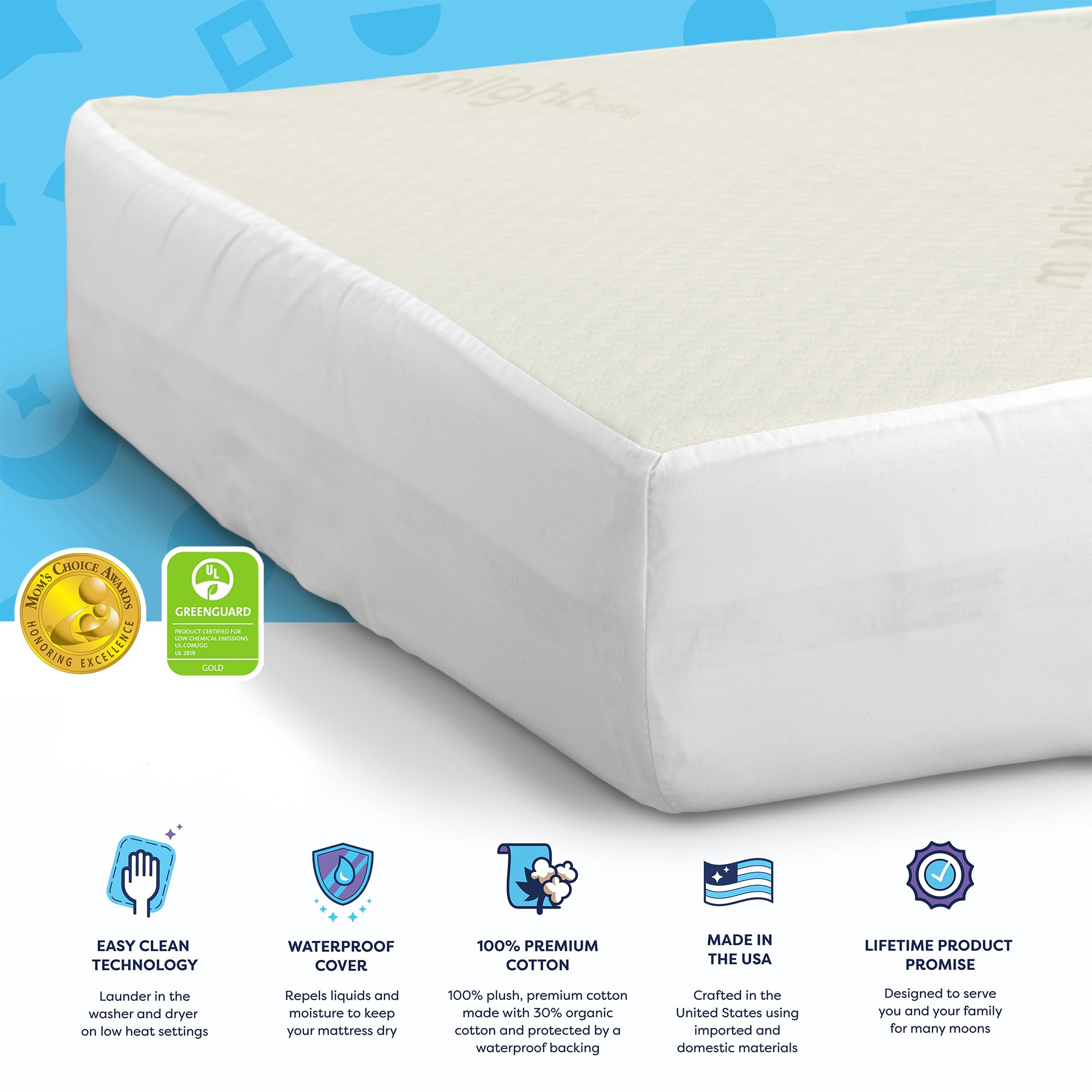 Waterproof Plush Cotton Crib Mattress Cover, Hypoallergenic