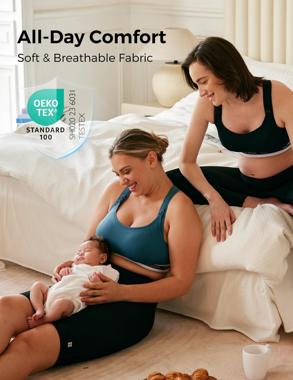 Wireless Padded Nursing Sports Bra for Breastfeeding & Maternity