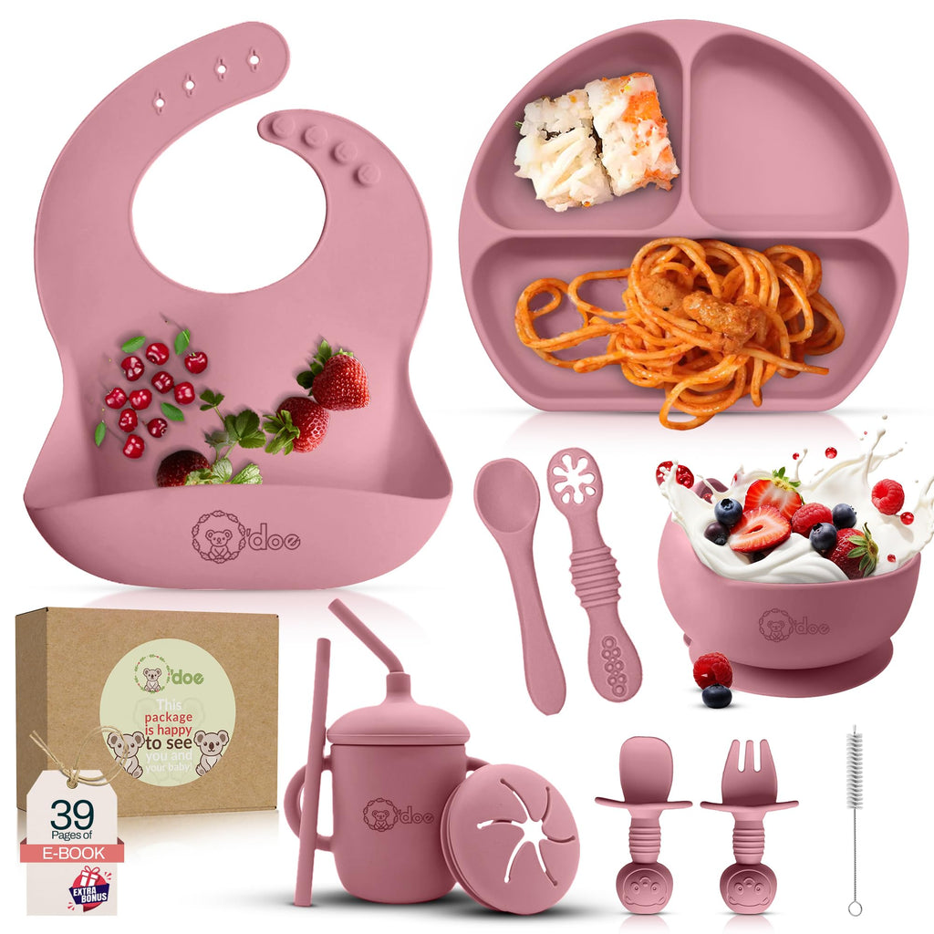 11-Piece BPA-Free Silicone Baby Feeding Set with Suction Plate & Bowl