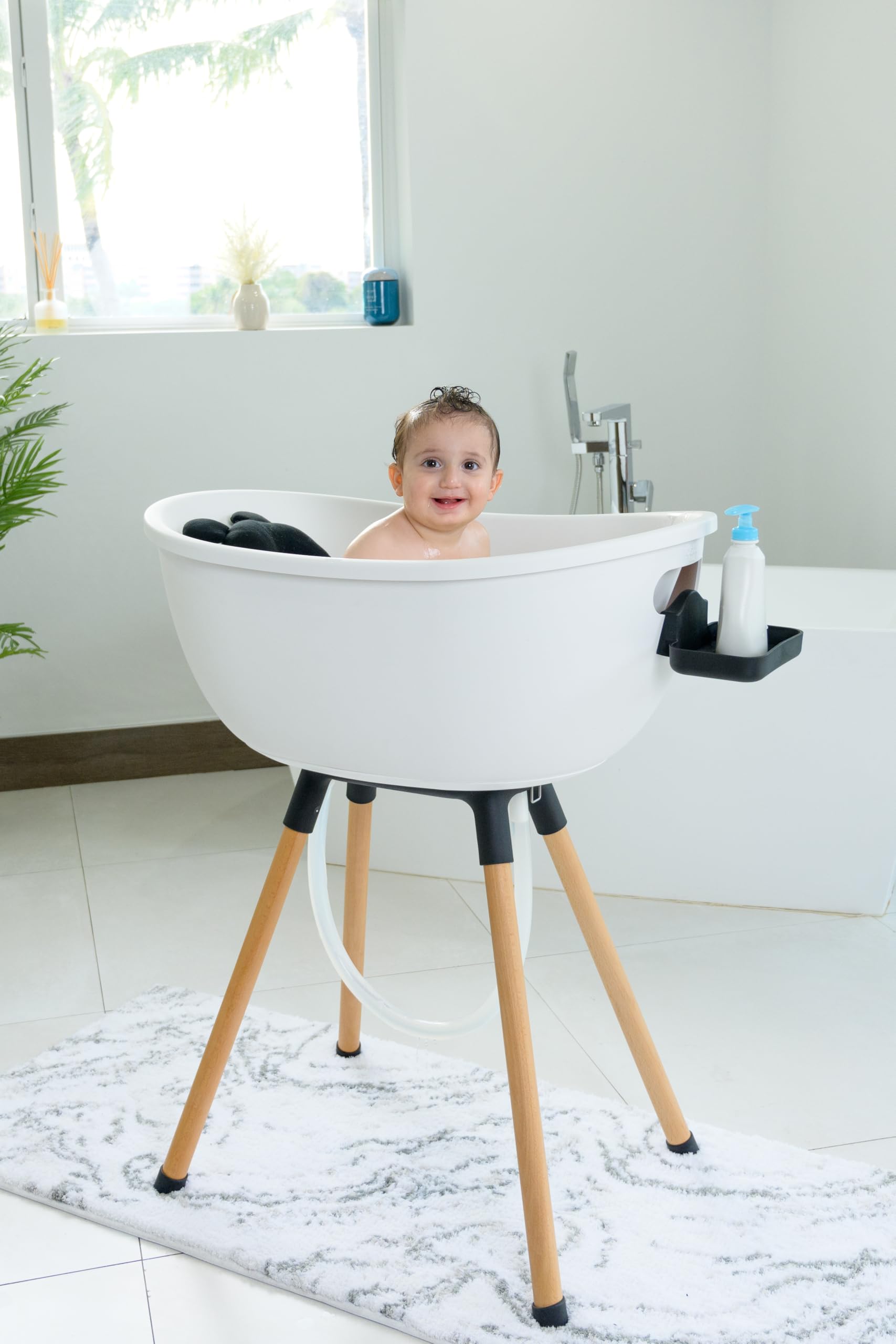 3-Stage Convertible Baby Bathtub with Wooden Stand