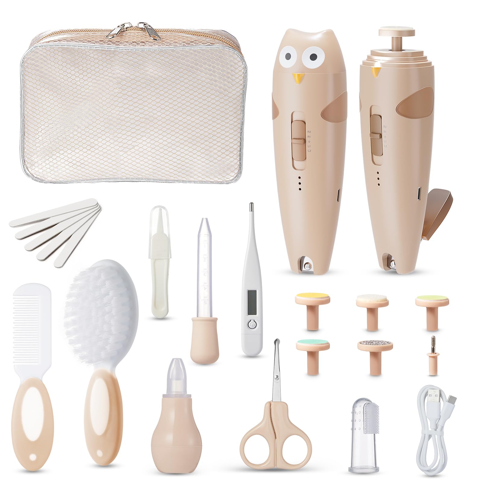 Baby Healthcare & Grooming Kit with Rechargeable Electric Nail Trimmer