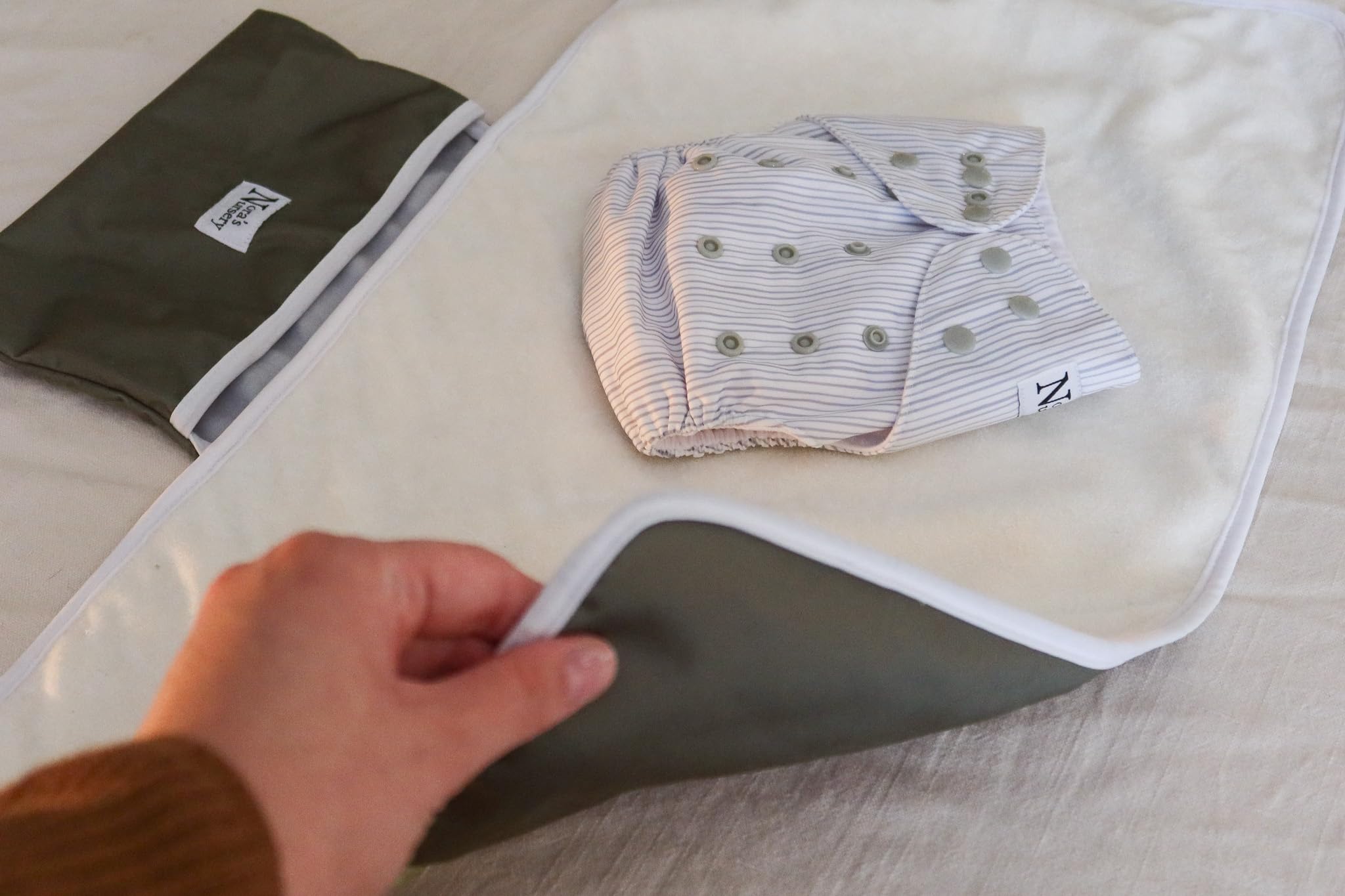 Portable Baby Changing Pad with Reusable Cotton Baby Wipes