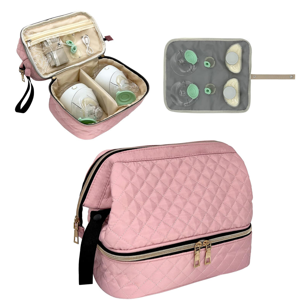 Double-Layer Wearable Breast Pump Carrying Bag with Insulated Pockets