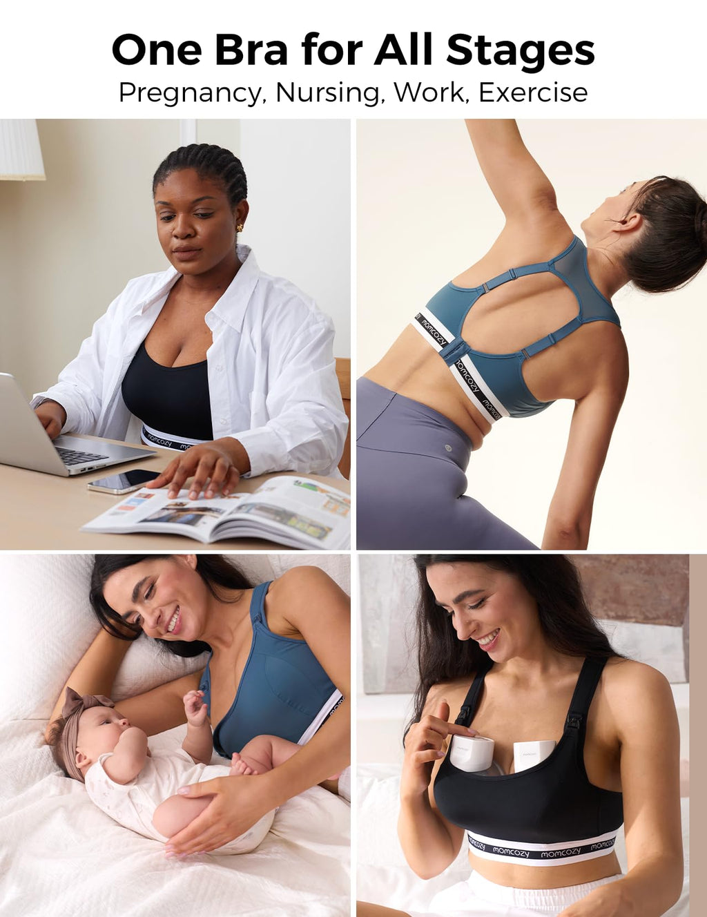 Wireless Padded Nursing Sports Bra for Breastfeeding & Maternity