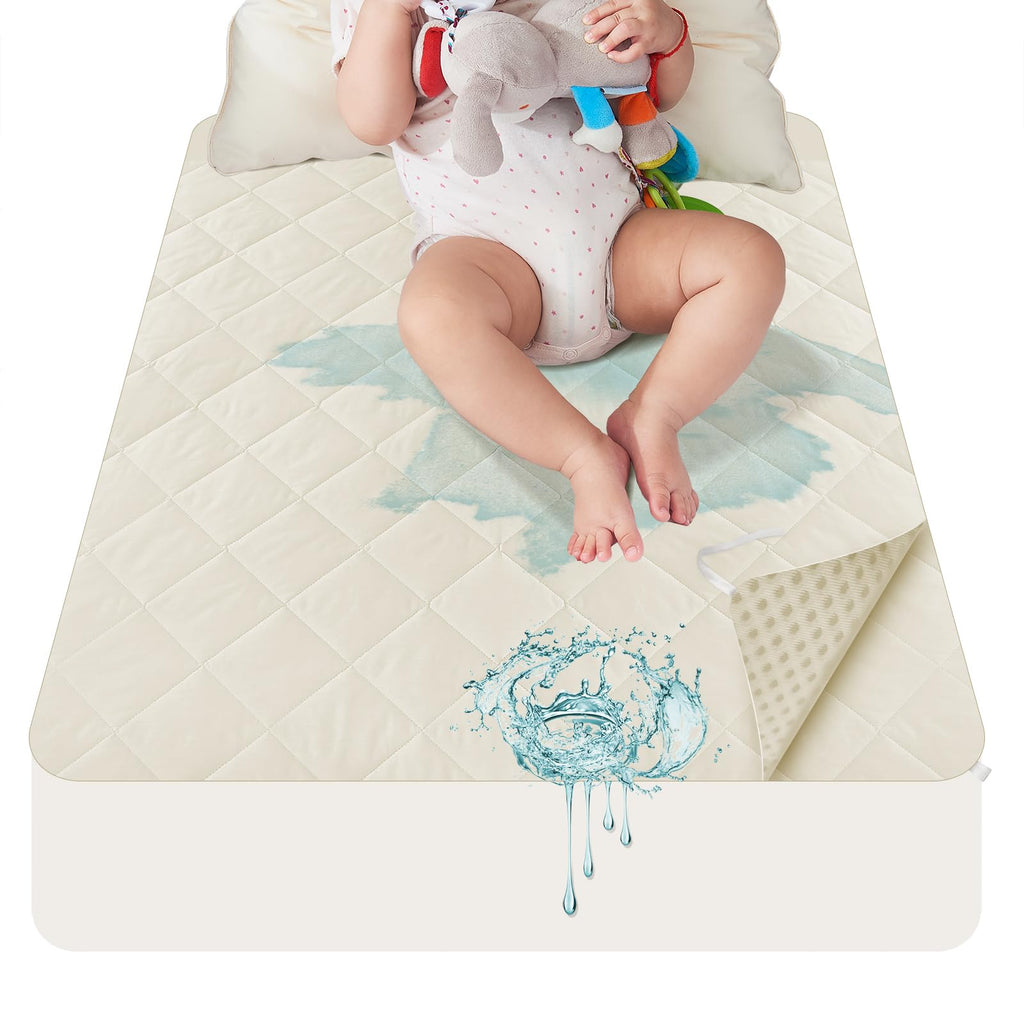 Organic Cotton Waterproof Crib Mattress Protector with Deep Pocket Fit