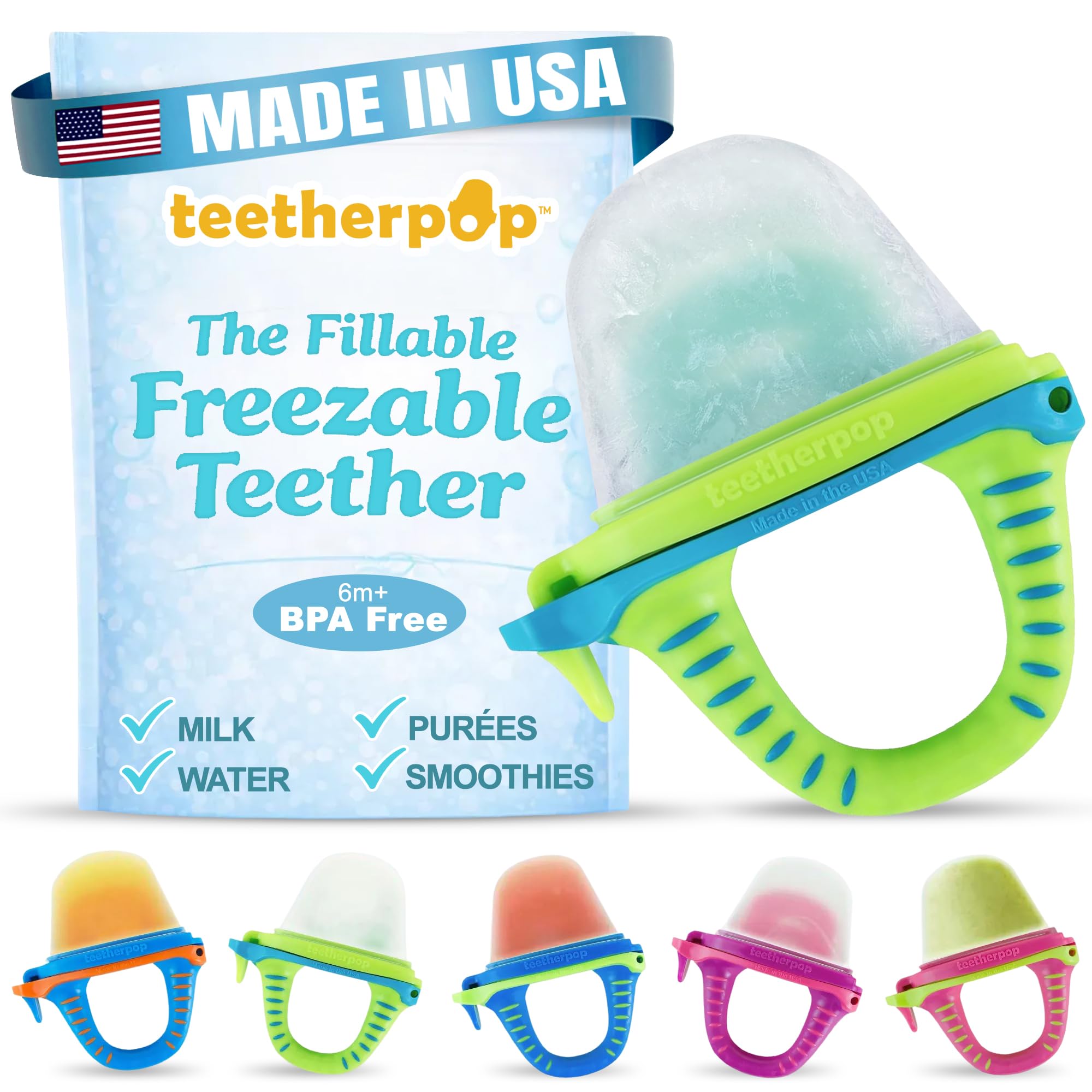 Fillable Silicone Baby Teether for Frozen Breast Milk & Purées