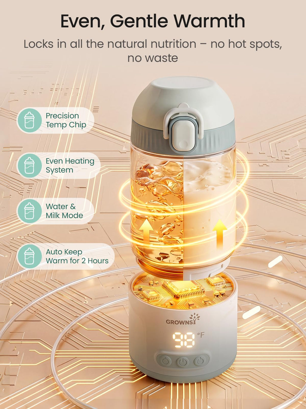 Detachable Portable Baby Bottle Warmer with Dual Heating Modes
