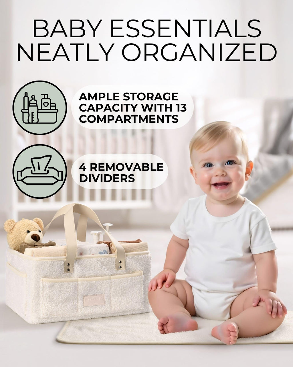 Baby Bath Kneeler & Diaper Caddy Bundle with Changing Pad