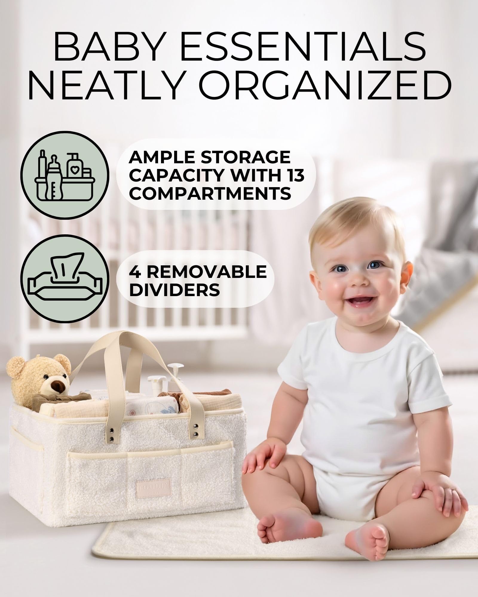 Baby Bath Kneeler & Diaper Caddy Bundle with Changing Pad