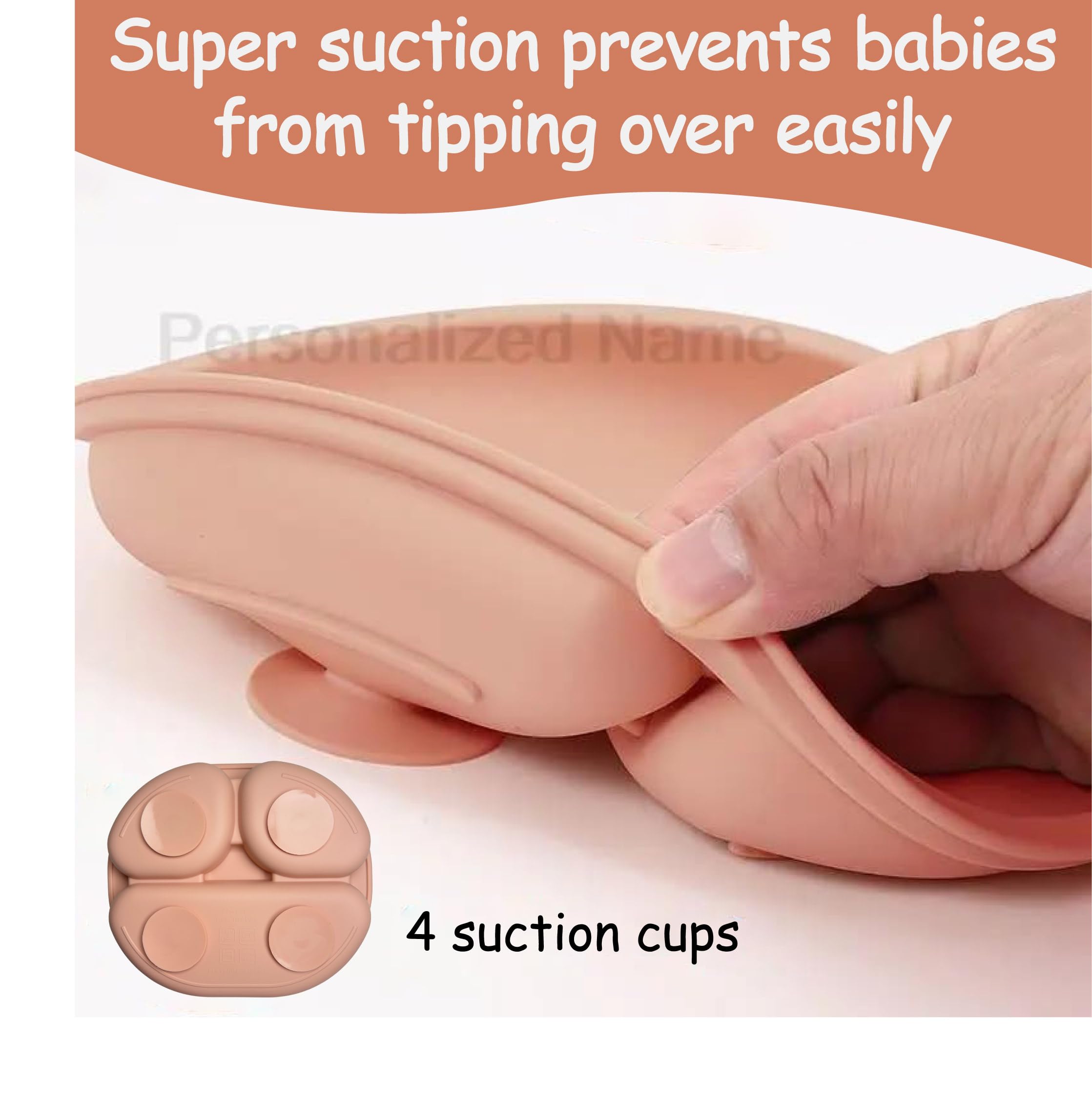 Personalized Silicone Baby Weaning Feeding Set with Suction Plate, Bowl, Cup & Bib