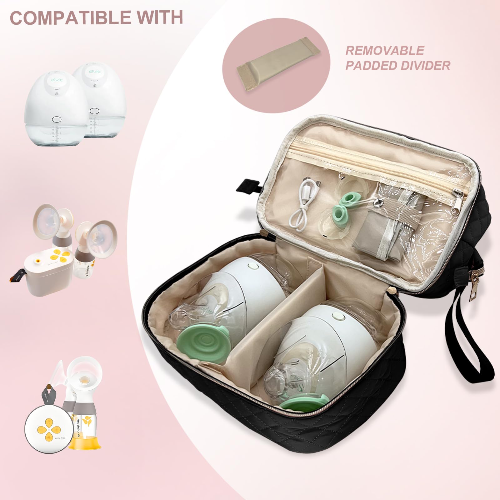 Double-Layer Wearable Breast Pump Carrying Bag with Insulated Pockets